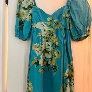 Free People Blue Floral Puff Sleeve Dress